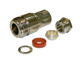 N-type female solder pin, clamp connector for RG59 single stranded, solid PE dielectric, 75 Ohm cable – nickel plated